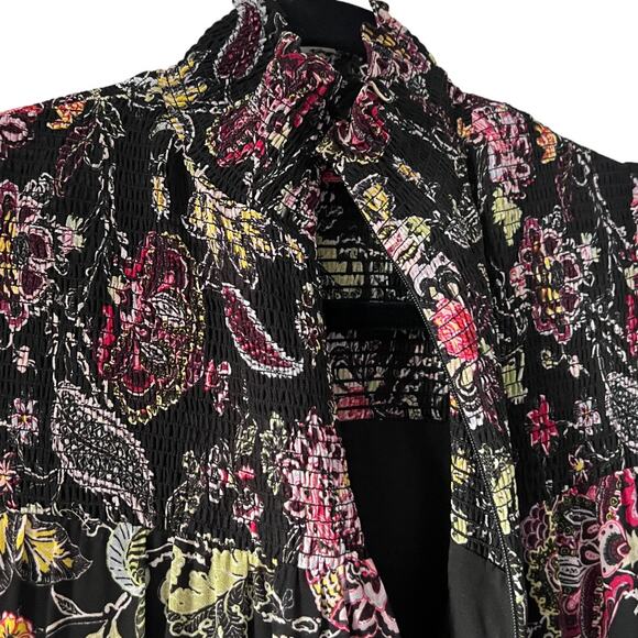 Cinq A Sept Rika Black Paisley Floral Long Sleeve Dress Size 6 - Picture 6 of 9